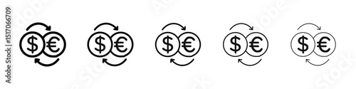 Money exchange icon graphic set. trendy stroke line style