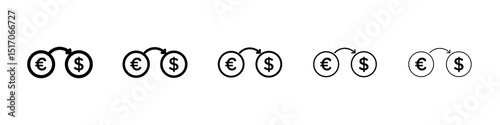 Money exchange icon graphic set. trendy stroke line style