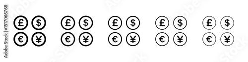 Money icon graphic set. trendy stroke line style