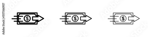 Money transfer icon graphic set. trendy stroke line style