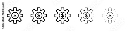Money processes icon graphic set. trendy stroke line style