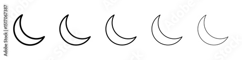 Moon icon graphic set. trendy stroke line style
