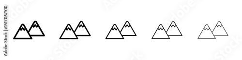 Mountains icon graphic set. trendy stroke line style