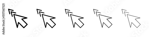 Mouse pointer icon graphic set. trendy stroke line style