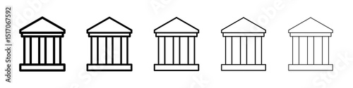 Museum icon graphic set. trendy stroke line style