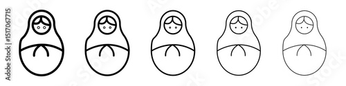 Nesting dolls icon graphic set. trendy stroke line style