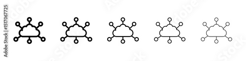 Network cloud icon graphic set. trendy stroke line style