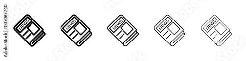 Newspaper icon graphic set. trendy stroke line style
