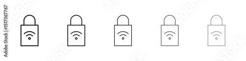 Nfc lock icon graphic set. trendy stroke line style