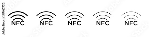 NFC icon graphic set. trendy stroke line style