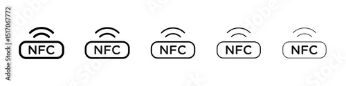 NFC icon graphic set. trendy stroke line style