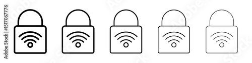 Nfc lock icon graphic set. trendy stroke line style