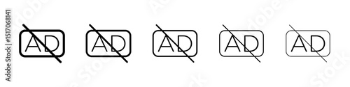 No audio description icon graphic set. trendy stroke line style