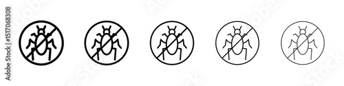 No Bug icon graphic set. trendy stroke line style