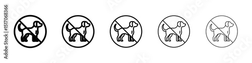 No dogs allowed signs graphic set. trendy stroke line style