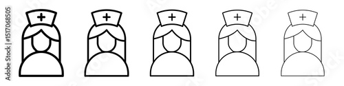 Nurse icon graphic set. trendy stroke line style
