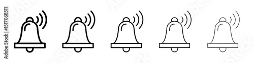 Notification bell icon graphic set. trendy stroke line style
