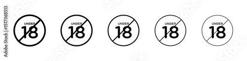 No under eighteen signs graphic set. trendy stroke line style