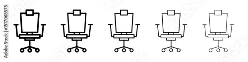 Office chair icon graphic set. trendy stroke line style