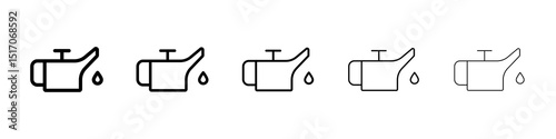 Oil can icon graphic set. trendy stroke line style