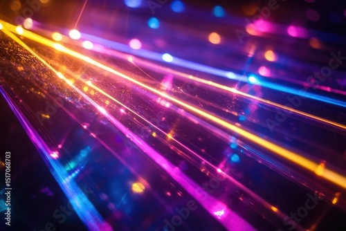 Abstract image featuring vibrant light streaks in blue, pink, and yellow, creating a dynamic futuristic effect.