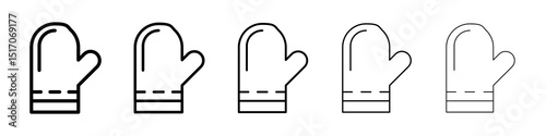 Oven mitt icon graphic set. trendy stroke line style