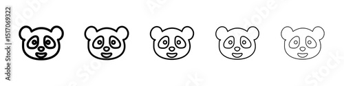 Panda icon graphic set. trendy stroke line style