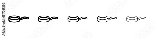 Pan frying icon graphic set. trendy stroke line style