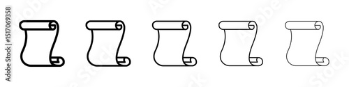 Paper Scroll icon graphic set. trendy stroke line style