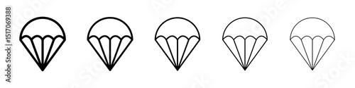 Parachute icon graphic set. trendy stroke line style