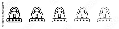 Password icon graphic set. trendy stroke line style