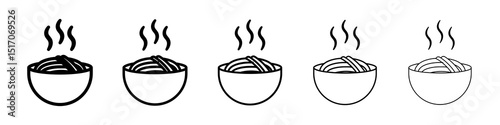 Pasta icon graphic set. trendy stroke line style