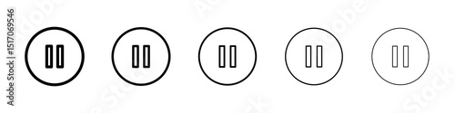 Pause button icon graphic set. trendy stroke line style