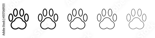 Paw icon graphic set. trendy stroke line style