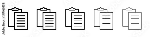 Paste icon graphic set. trendy stroke line style