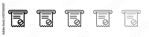 Payment receipt icon graphic set. trendy stroke line style