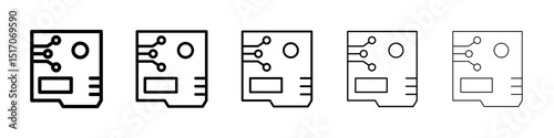 PCB icon graphic set. trendy stroke line style