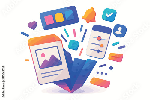 Colorful image with a lot of different shapes and objects