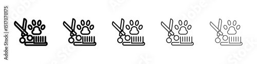 Pet grooming icon graphic set. trendy stroke line style
