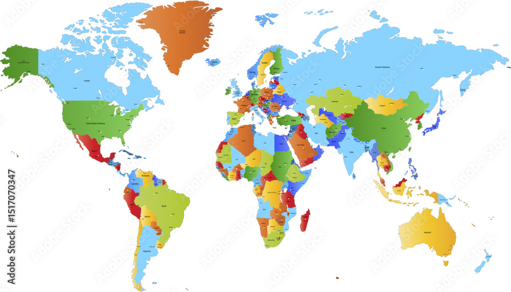 Obraz premium World map. Color modern vector map. Silhouette map