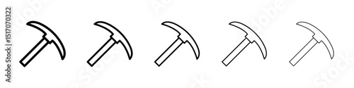 Pickaxe icon graphic set. trendy stroke line style