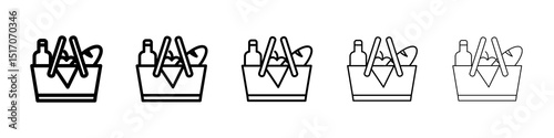 Picnic icon graphic set. trendy stroke line style