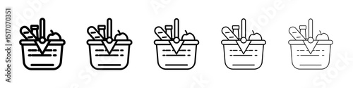 Picnic icon graphic set. trendy stroke line style