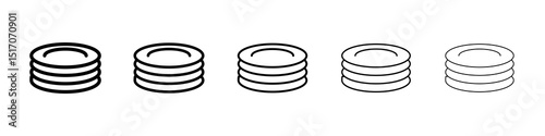 Plates icon graphic set. trendy stroke line style