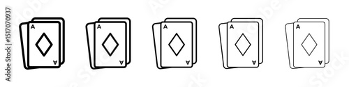 Playing cards icon graphic set. trendy stroke line style