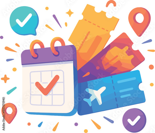 Colorful image of a calendar with a red check mark on it