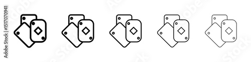 Playing cards icon graphic set. trendy stroke line style