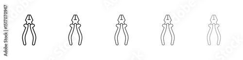 Pliers icon graphic set. trendy stroke line style