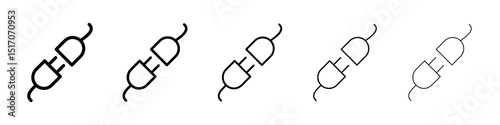 Plug connection icon graphic set. trendy stroke line style