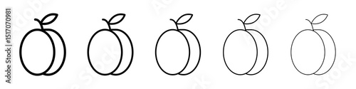 Plum icon graphic set. trendy stroke line style